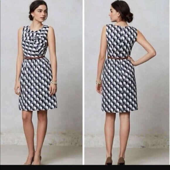 Anthropology Hi There from Karen Walker Geometric Navy & White Sleeveless Dress - Picture 1 of 8